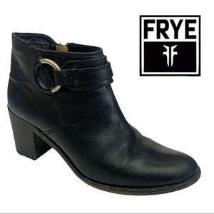 Frye Ankle Boots Janis Ring Leather Heeled Short Women’s Black Size 6.5